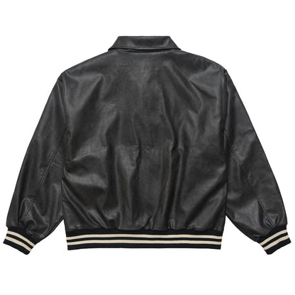 Men Jacket Coat Washed and Worn Leather Jacket Locomotive Style Embroidered Letters PU Leather Coat Autumn