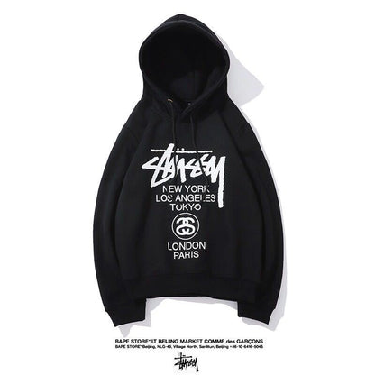 Stussy Hoodie Embroidered Fleece Fashion Hooded Sweater