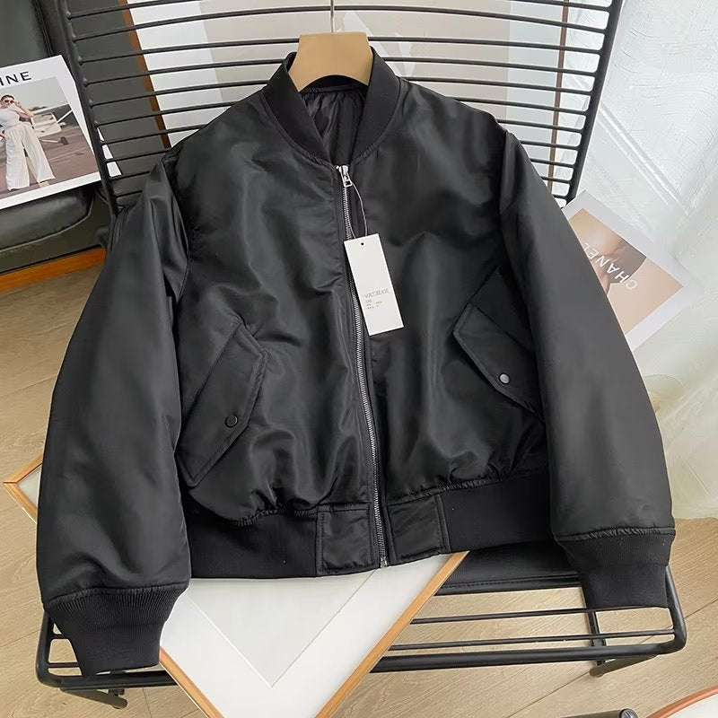 Women Cotton Coat Stand Collar Baseball Uniform Padded Jacket