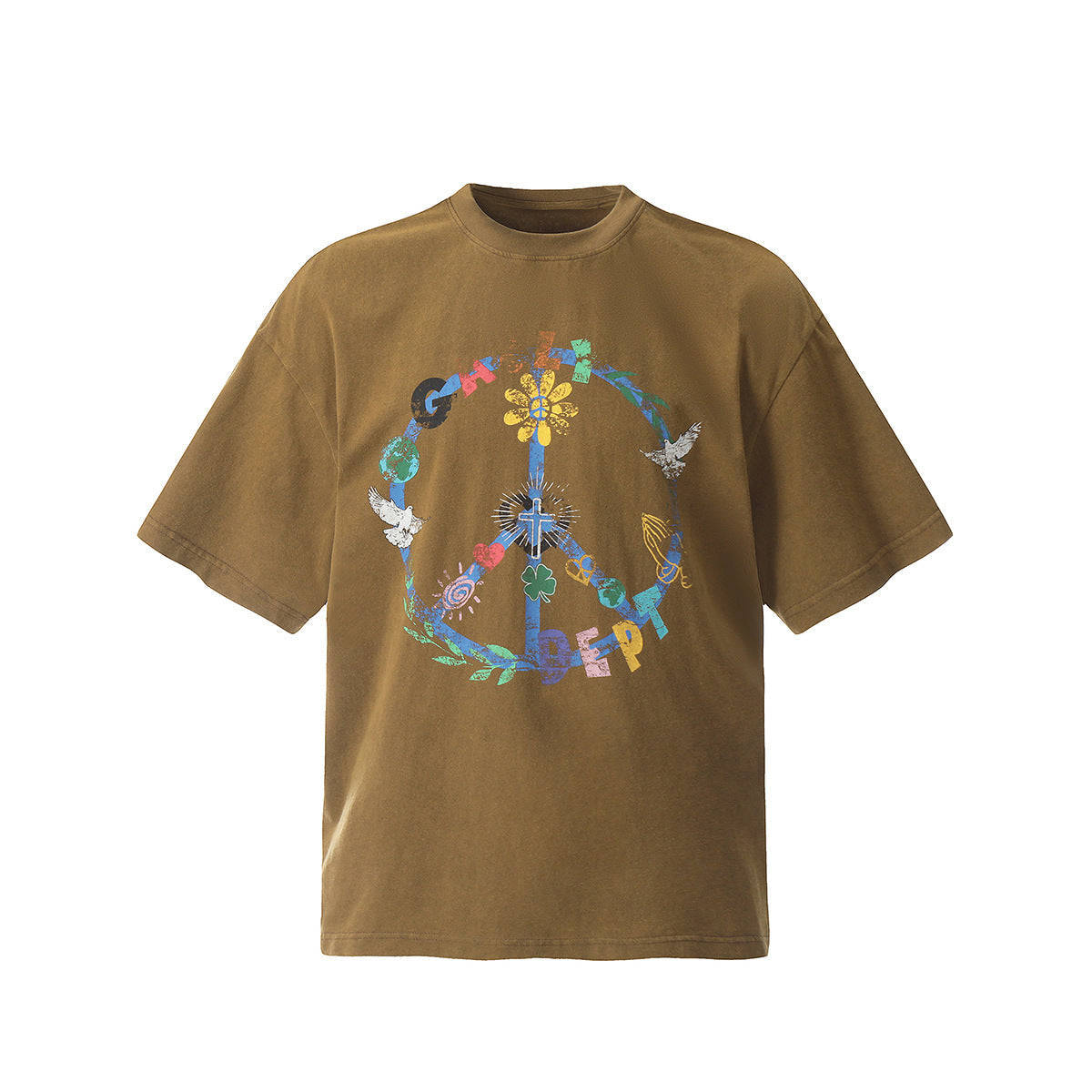 Unisex T-Shirts GALLERY DEPT Anti-War Peace Floral Loose T-Shirt