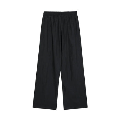 Men Sweatpants Solid Color Wide-Leg Casual Pants Pleated Draping Elastic Waist Loose Draggle-Tail Trousers
