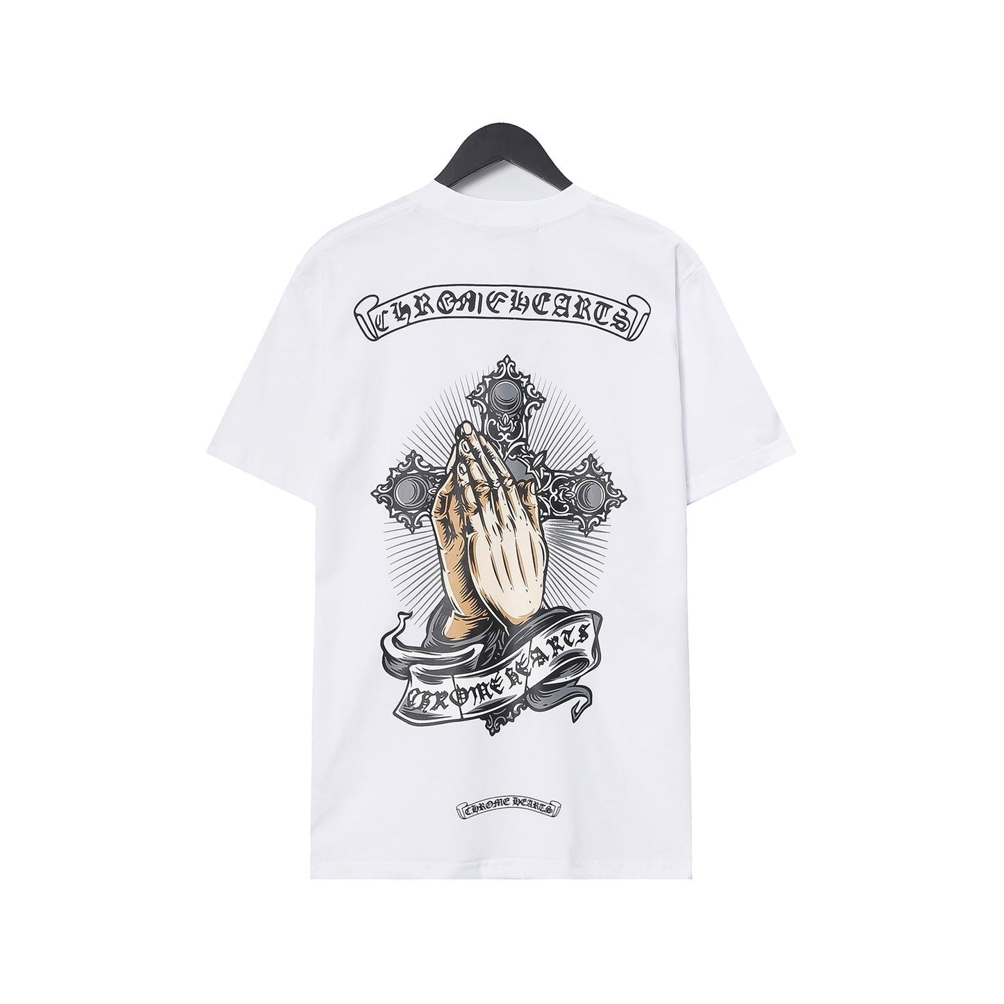 CHH Chrome Heart T Shirts Croix Hands Ribbon Cross