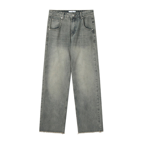 Men Jeans Faded Loose Burrs Casual