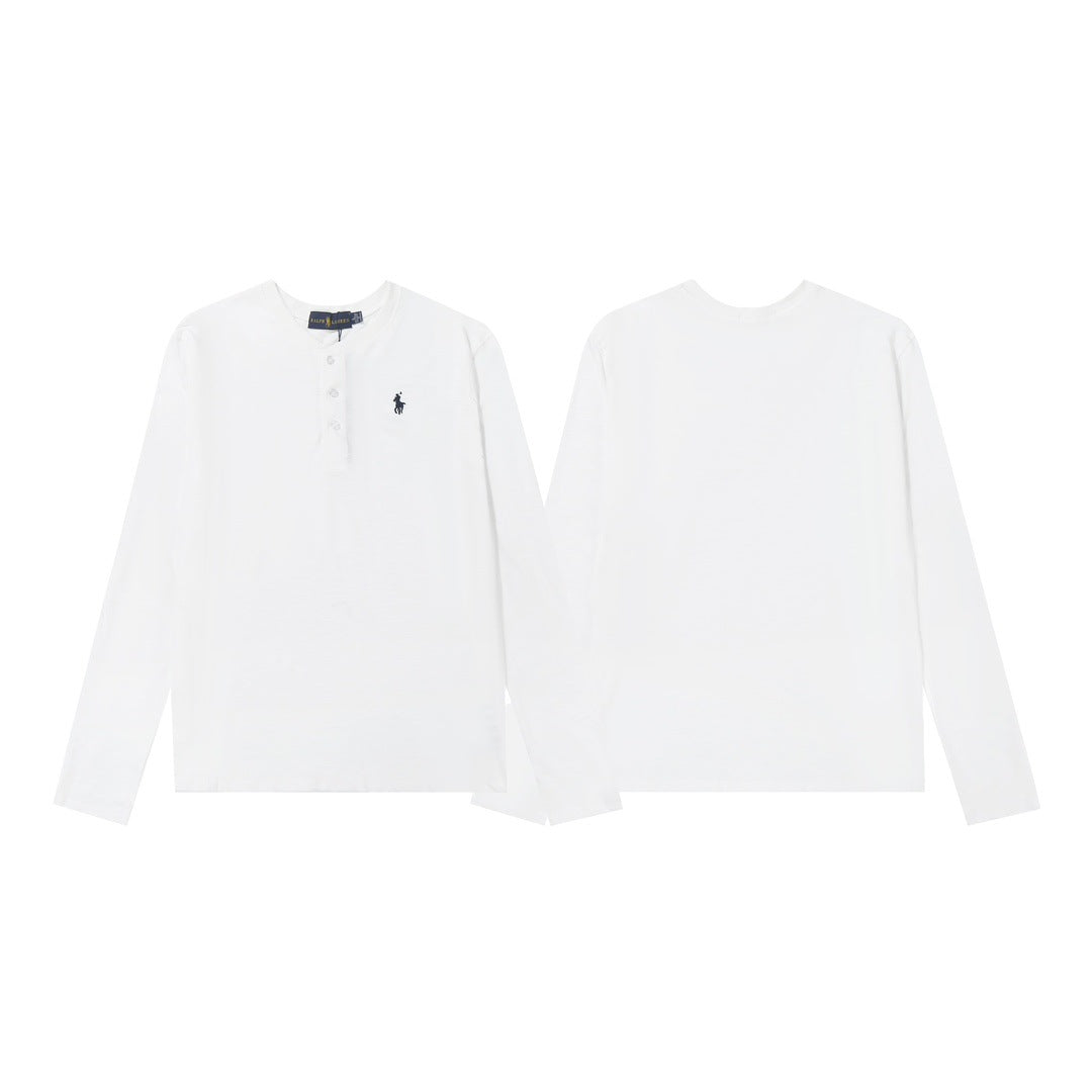 Ralph Lauren Coat LF Home Ralph Lauren Embroidered Small Label Henley Shirt Button Top Long Sleeve Casual