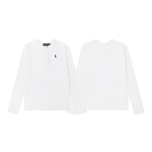 Ralph Lauren Coat LF Home Ralph Lauren Embroidered Small Label Henley Shirt Button Top Long Sleeve Casual