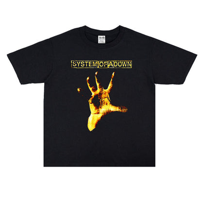 Rock Star T Shirt System Of A Down Fallen Band Printed T-shirt Short Sleeve Loose