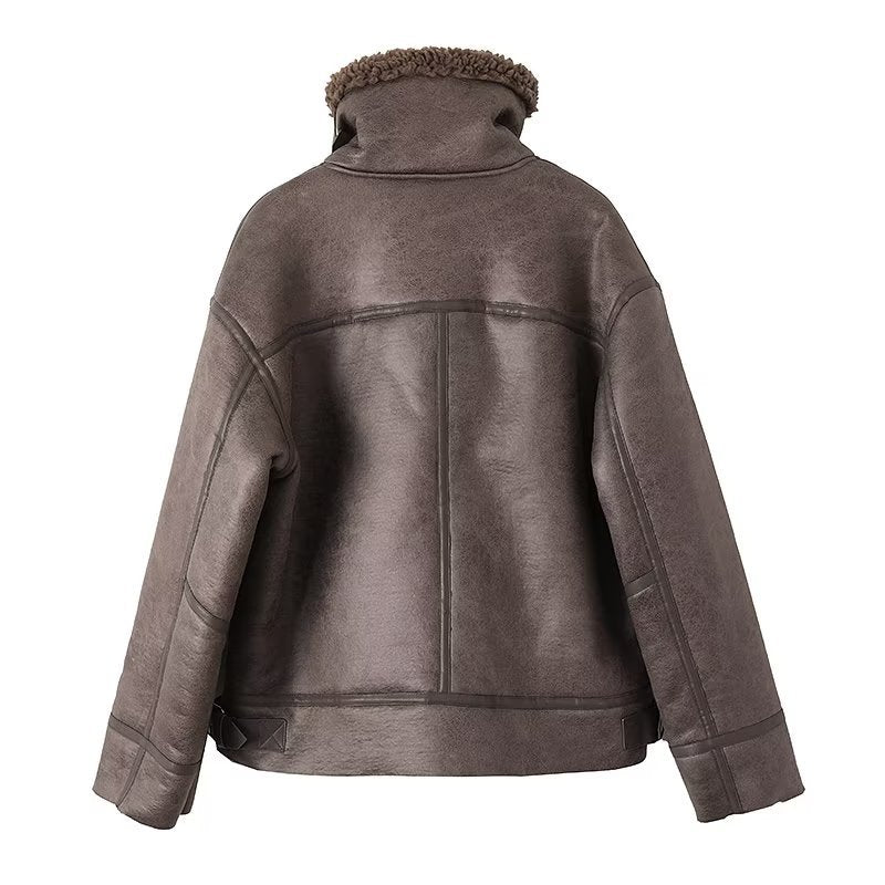 Women Cotton Coat Fleece Padded Jacket Lamb Wool