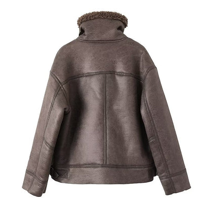 Women Cotton Coat Fleece Padded Jacket Lamb Wool