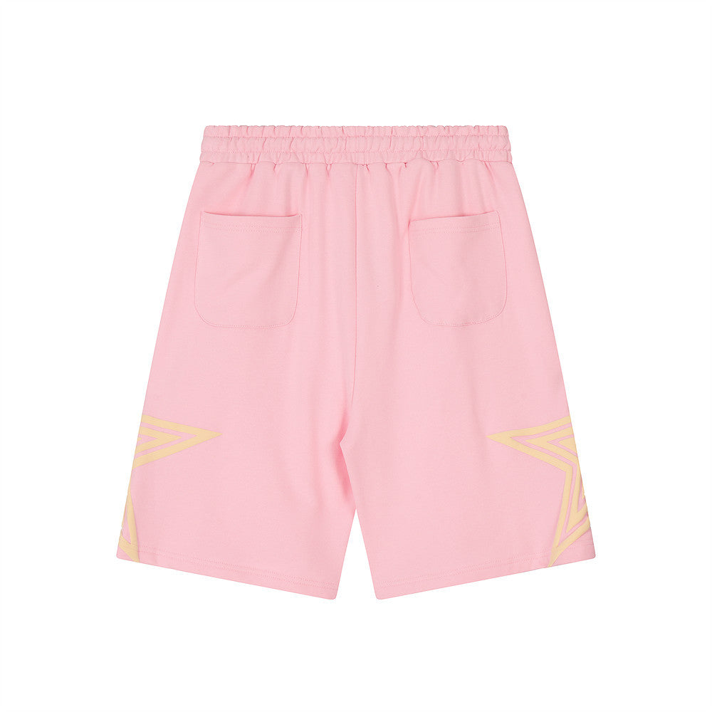 Men Shorts Five-Pointed Star Loose Summer Elastic Waist Leisure Sports