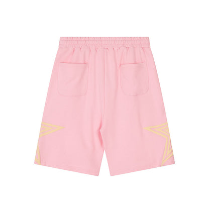 Men Shorts Five-Pointed Star Loose Summer Elastic Waist Leisure Sports