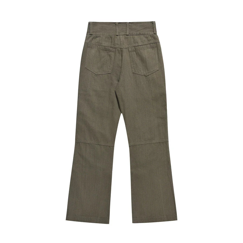 Men Sweatpants Layered Pleated Straight Jeans High Waist Casual Wide Leg Loose Trousers