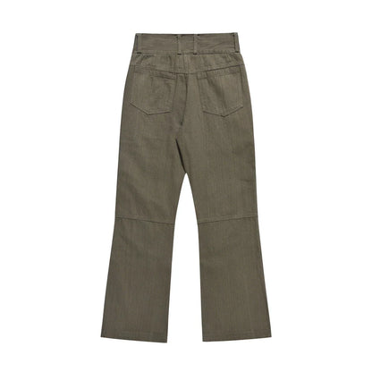 Men Sweatpants Layered Pleated Straight Jeans High Waist Casual Wide Leg Loose Trousers