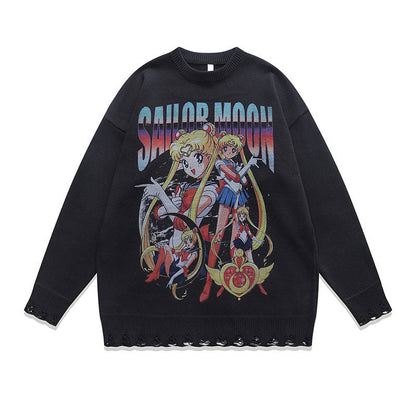 Women Sweater Japanese Anime Idle Style Retro