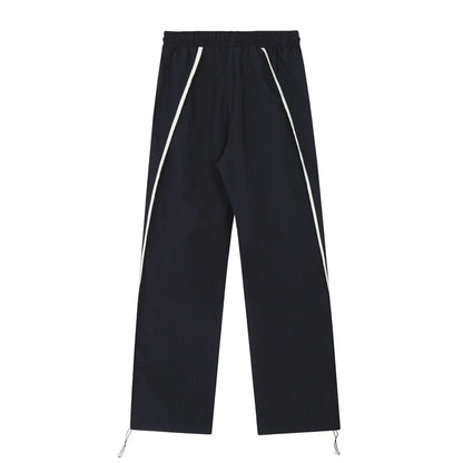 Men Sweatpants Pleated Stitching Exercise Casual Pants Loose Drawstring Ankle Banded Pants