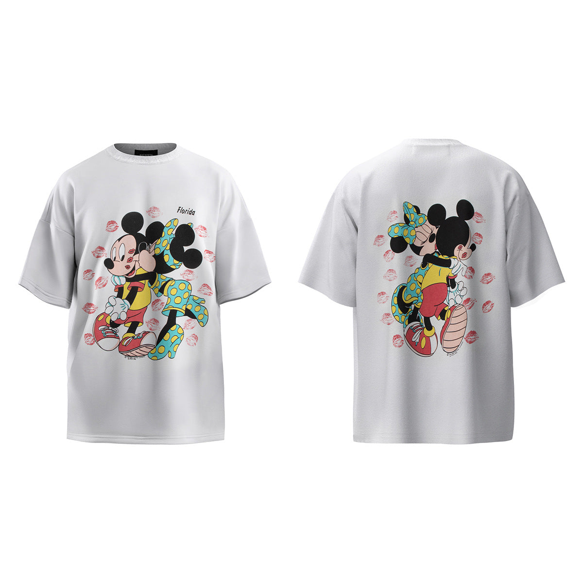 Unisex T-Shirts Washed Old Vintage Mickey Mouse Cartoon Anime Loose T-Shirt