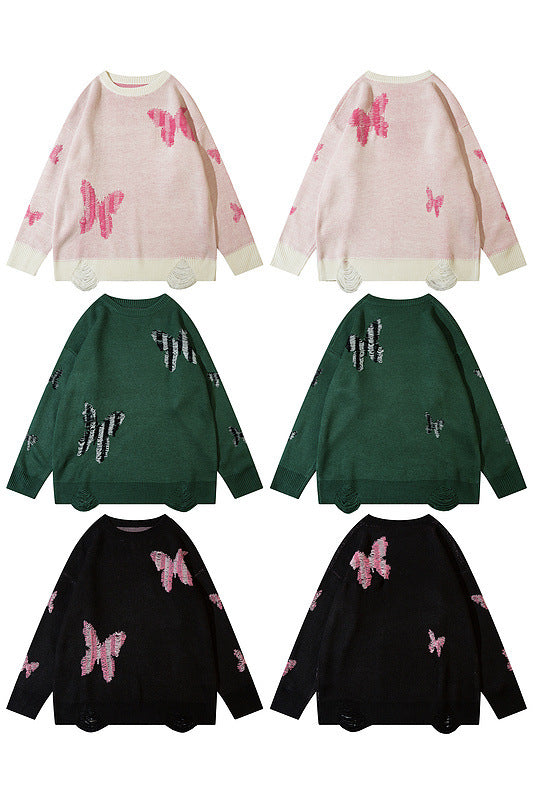 Women Sweater Vintage Butterfly Sweater Casual