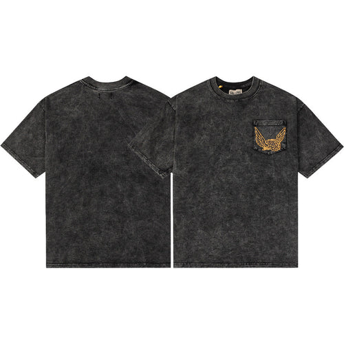 Gallery Dept T-Shirt Hand Painted Ink Splashing Alphabet Washed Retro Short Sleeve T-Shirt