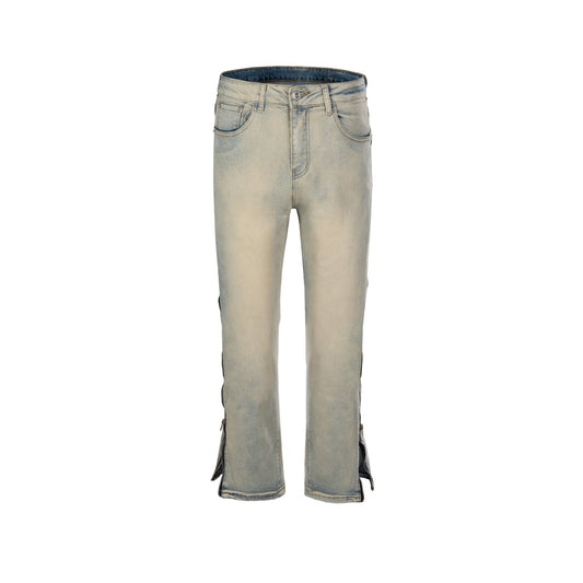 MIJKO Men's Vintage Pants MIJKO Men's Women's Autumn and Winter Washing Water Old Trousers Straight Jeans