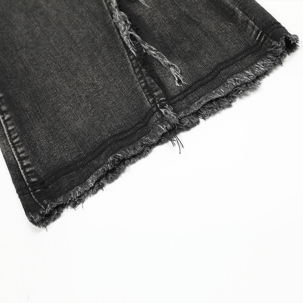 Women Pants Frayed Skinny Jeans Wide Leg Pants Flared Pants