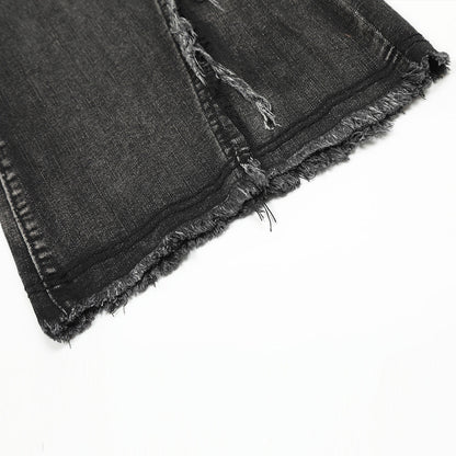 Women Pants Frayed Skinny Jeans Wide Leg Pants Flared Pants