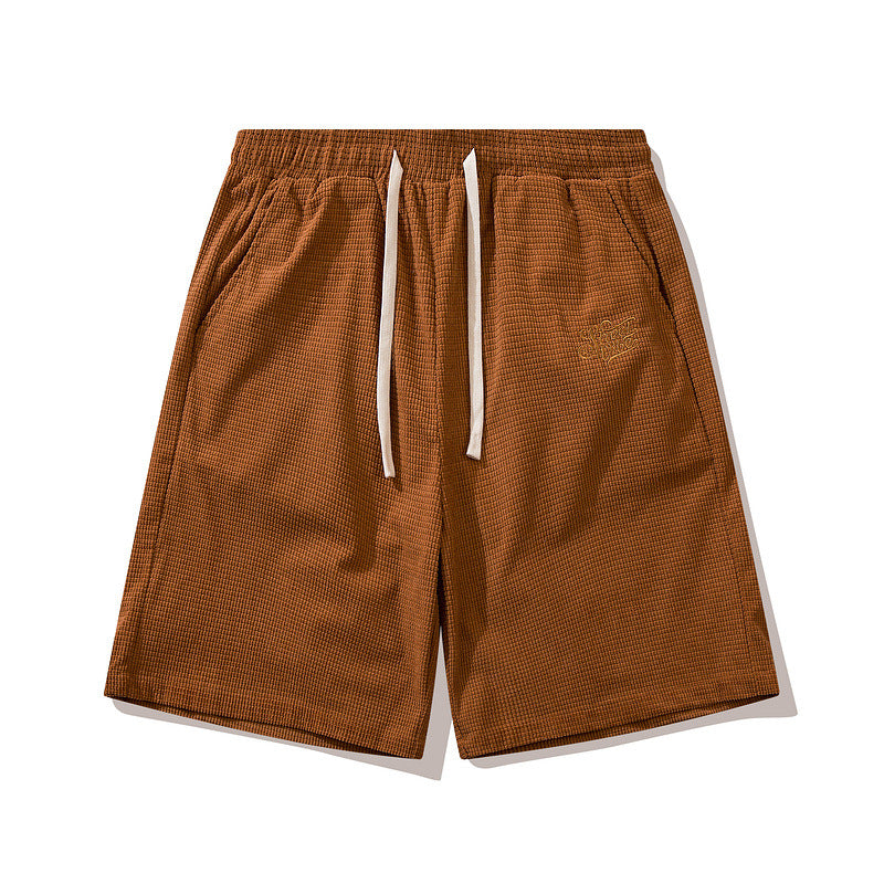 Men Shorts Retro Alphabet Embroidered Shorts Loose Hip Hop Shorts