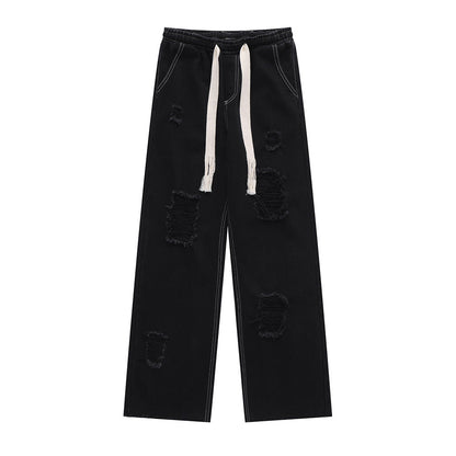 Men Jeans Ripped Frayed Casual Loose