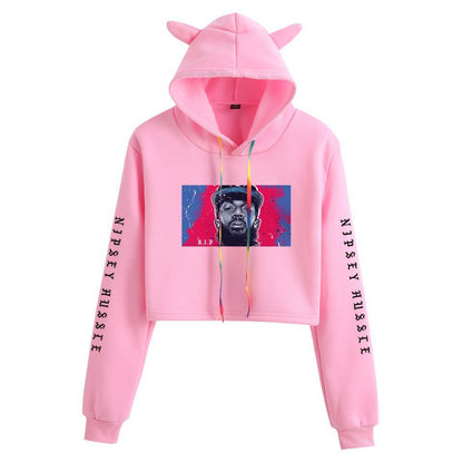 Nipsey Hussle Hoodie Rap Loose Cat Ears Sweater for Women