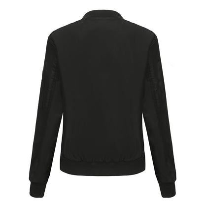Women's Trench Coat Spring and Autumn Thin Flight Jacket Women's Casual Long Sleeve Coat Women's Loose Lapel Baseball Uniform