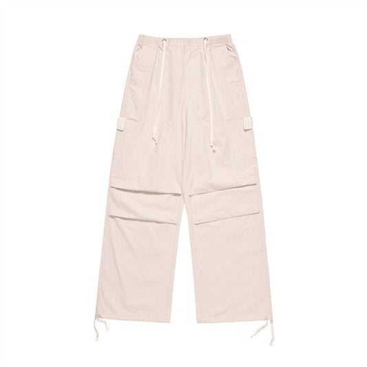 Men Sweatpants Layered Pleated Casual Trousers Loose Solid Color Tooling Sports Drawstring Ankle Banded Pants