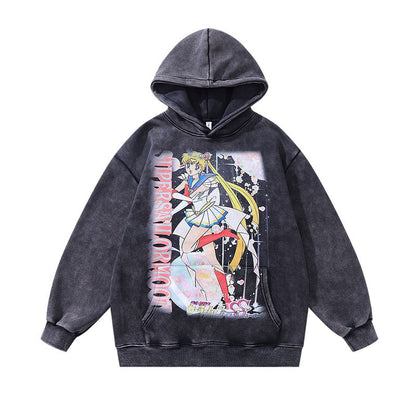 Men Hoodie Hip Hop Cartoon Hooded Sweatshirt