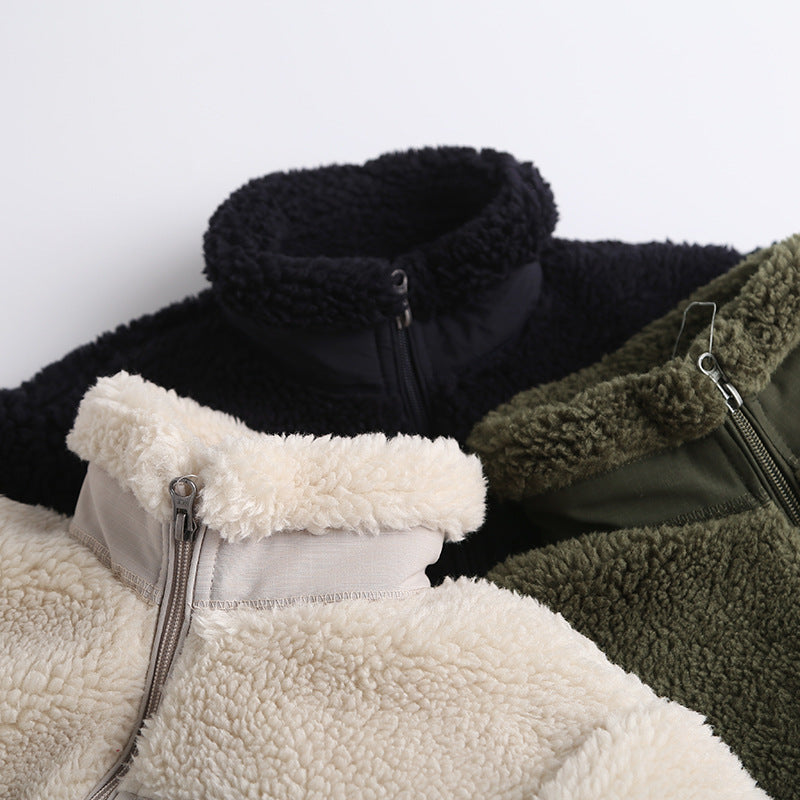 Women Cotton Coat Polar Fleece Winter Thermal Zipper Fleece-Lined Thicken Children