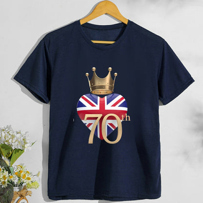Inspired by Queen's Platinum Jubilee 2022 Elizabeth 70 Years T-shirt T-shirt Short Sleeve Loose