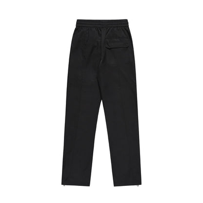 Men Sweatpants Multi-Pocket Slacks Pure Color Elastic Waist Straight-Leg Pants Baggy Pants Zipper Pants