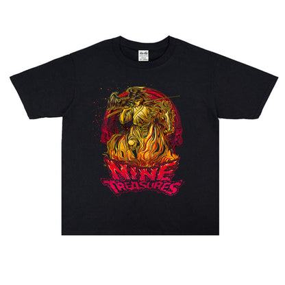 Rock Star T Shirt Nine Treasures Band Printed Short Sleeve