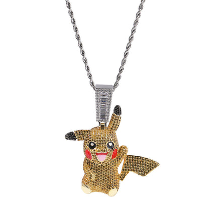 Jewelry Diamond Pendant Necklace Cartoon Fashion Necklace Male Animal Spectrum Pokémon