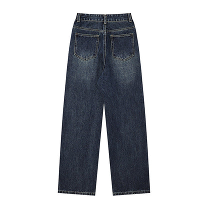Women Pants Make Old Ripped Jeans Loose Straight Wide Leg Pants