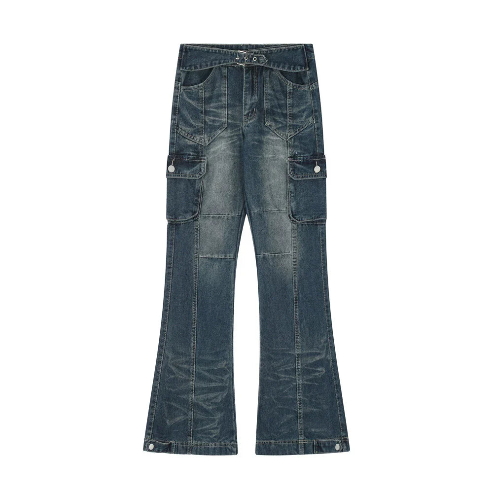 Women Pants Multi-Pocket Skinny Jeans