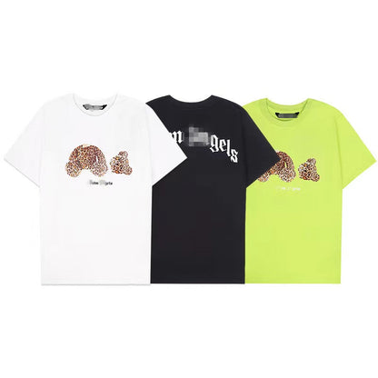 Palm Angle T Shirts Leopard Print Broken Head Bear Word Couple