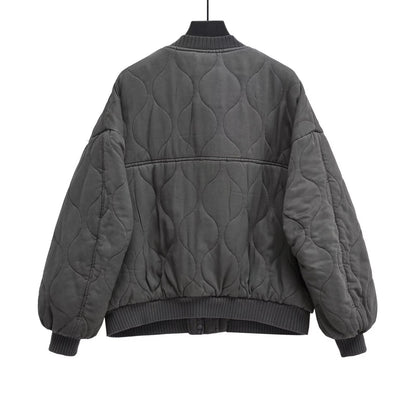 Women Cotton Coat Distressed Loose Baseball Uniform Leisure