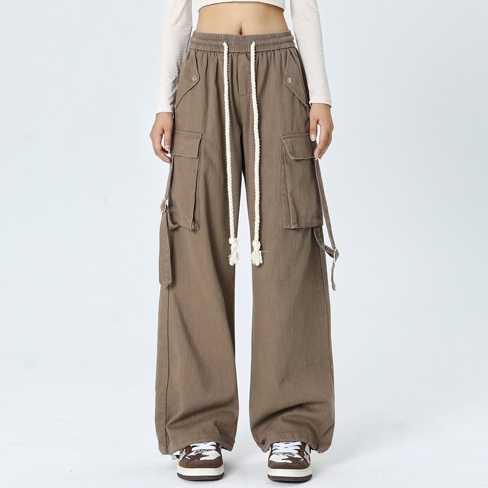 Men Sweatpants Workwear Wide Leg Trousers Men Oversize Loose Straight Drawstring Jogger Pants