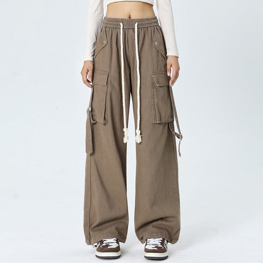 Men Sweatpants Workwear Wide Leg Trousers Men Oversize Loose Straight Drawstring Jogger Pants