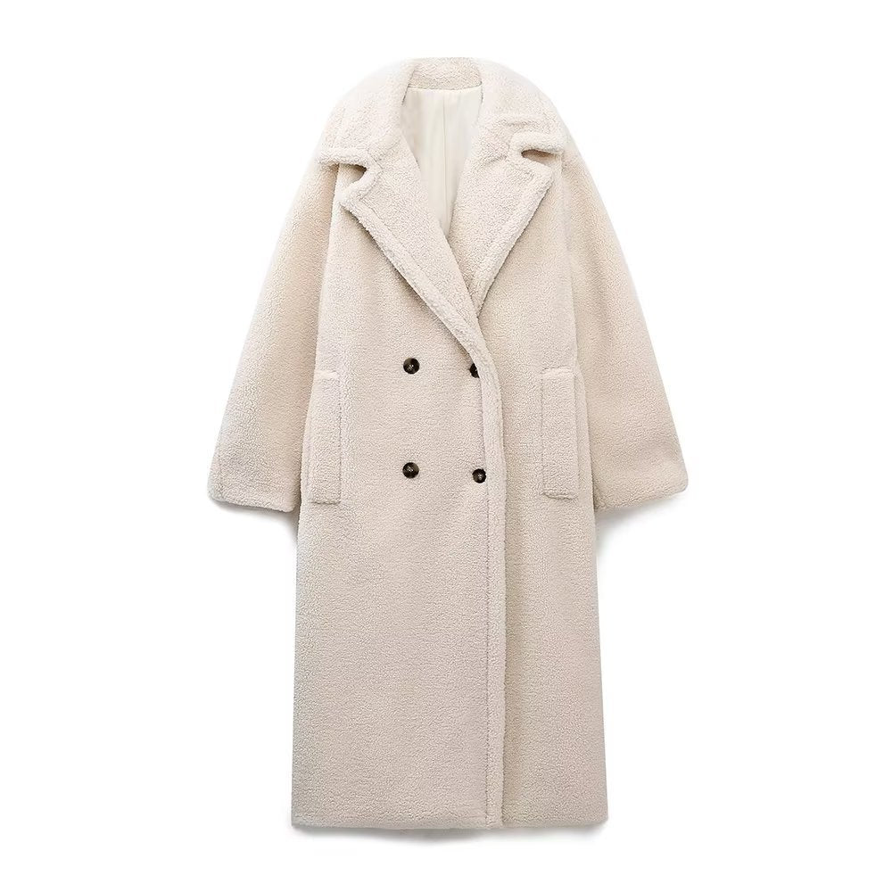 Women Cotton Coat Loose Faux Lamb Fur Coat