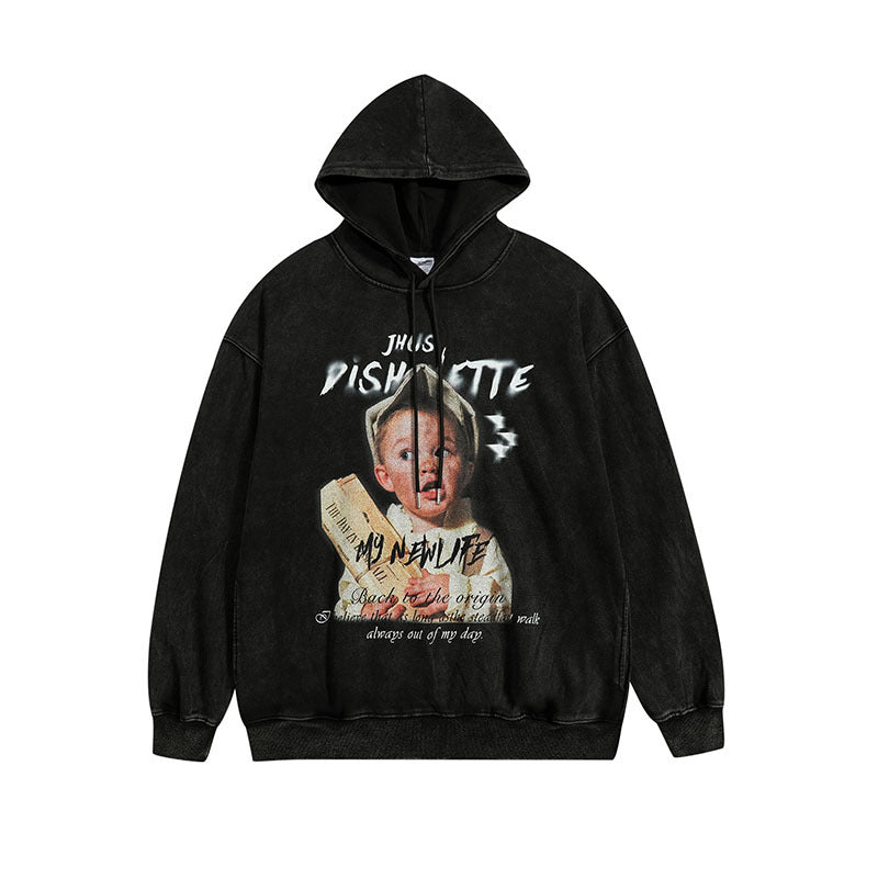 Men Hoodie Vintage Printed Hoodie Men's and Women's Oversize Couple Hoodie