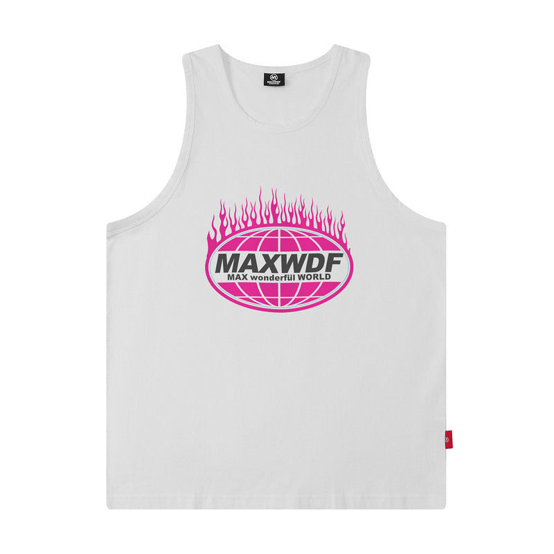 Men Vest Letter Print Vest Loose Summer Hip Hop Oversize Sleeveless T-shirt