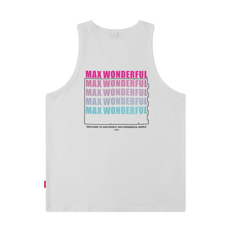 Men Vest Letter Print Vest Hip Hop Oversize Sleeveless T-shirt