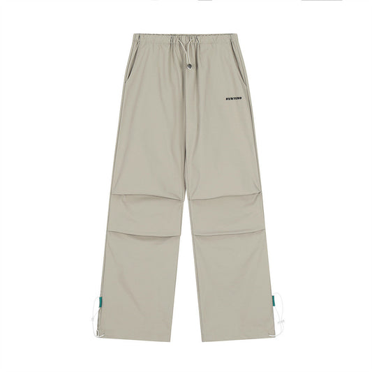 Men Sweatpants Pleated Casual Working Pants Men's Solid Color Straight-Leg Wide-Leg Pants