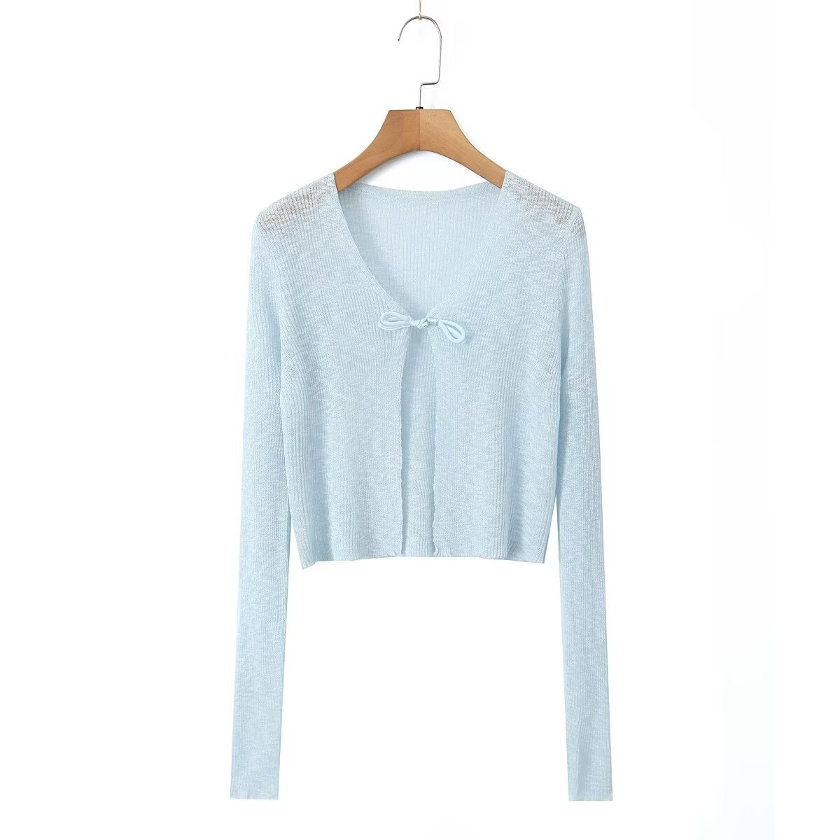 Women Tops Summer Bow Sun Protection Sweater Top
