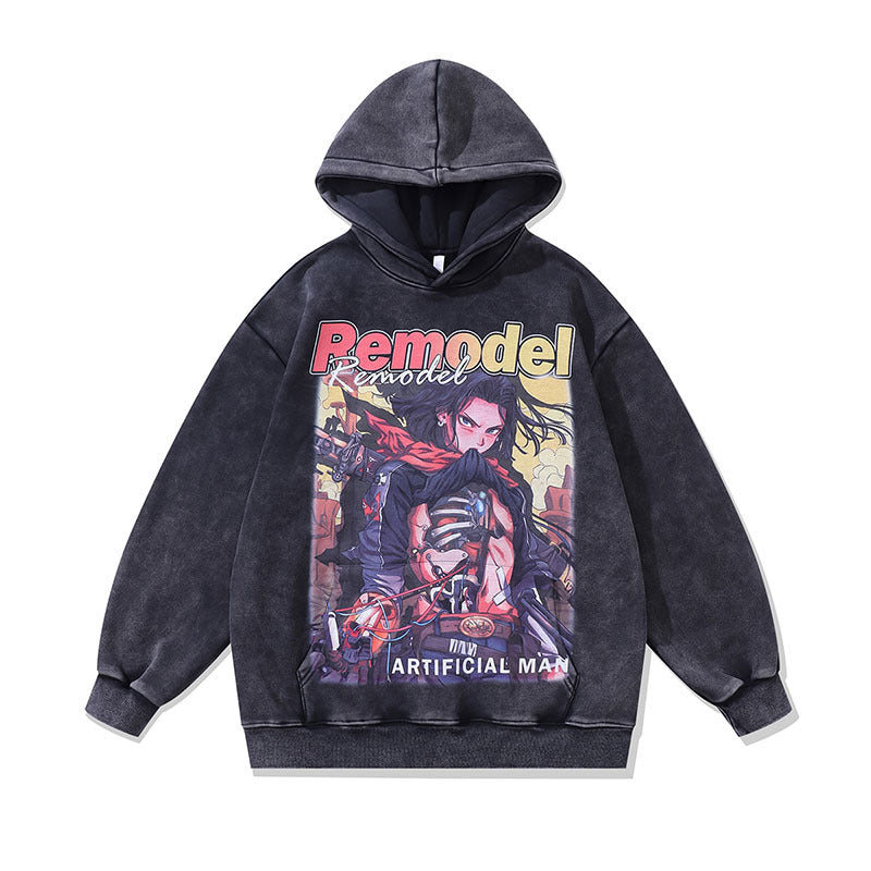 Men Hoodie Hip Hop Cartoon Hooded Sweatshirt