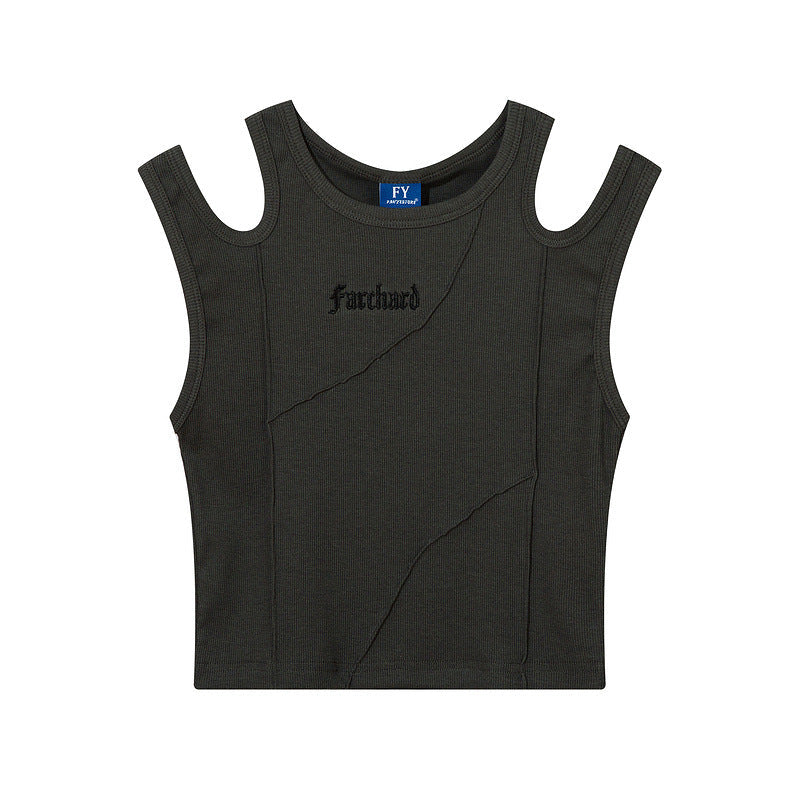 Women Vest Old School Letter Print Sleeveless T-shirt Female Vintage Vest