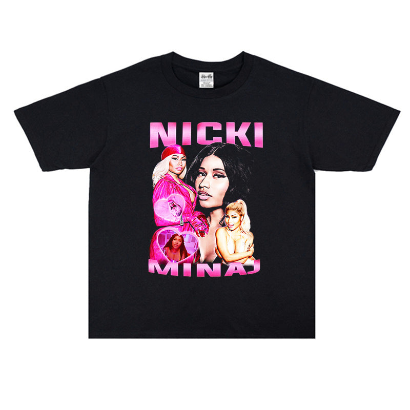 Rock Star T Shirt Nicki Minaj Nicki Minaj Washed Distressed T-shirt Short Sleeve